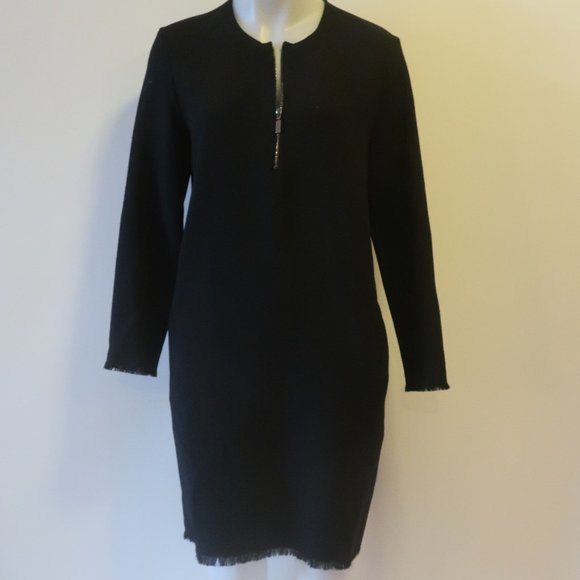 *NWT Womens Antonelli Firenze Black Wool Blend Shift Dress 40 US/4 - Picture 2 of 13